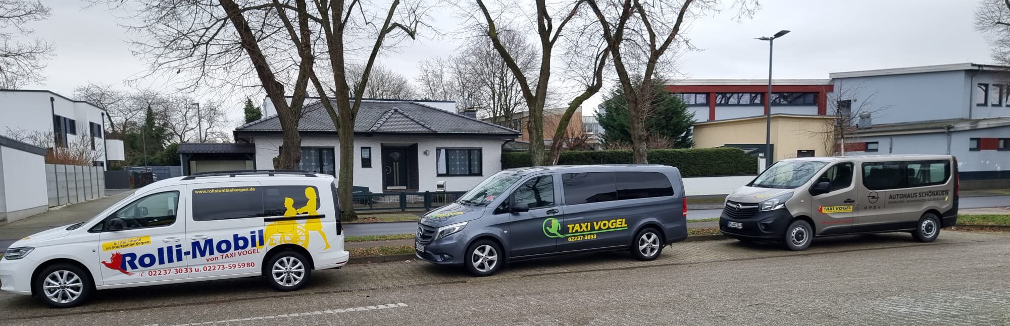 Fuhrpark von Taxi Vogel für professionellen Taxiservice mit mehreren Fahrzeugtypen